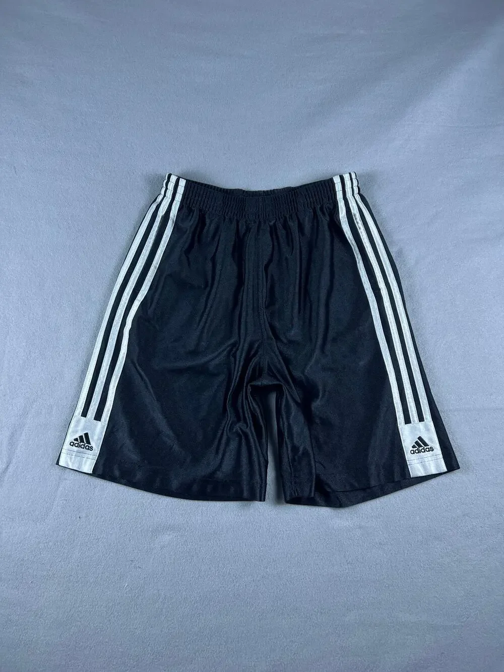 Adidas Athletic Shorts Youth XL Black White 3-Stripes Soccer Relaxed Sportswear